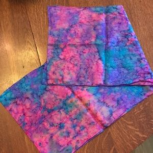 Beautiful Vintage Silk Tie Dyed Scarf 10” x 57”